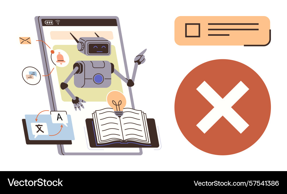 Robot assisting language translation and learning Robot assisting language translation and learning vector image