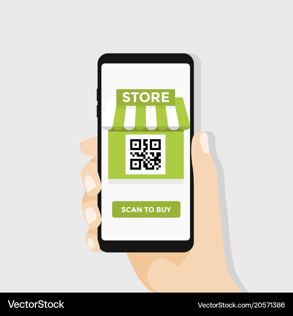 Scan to buy smartphone with qr code vector image
