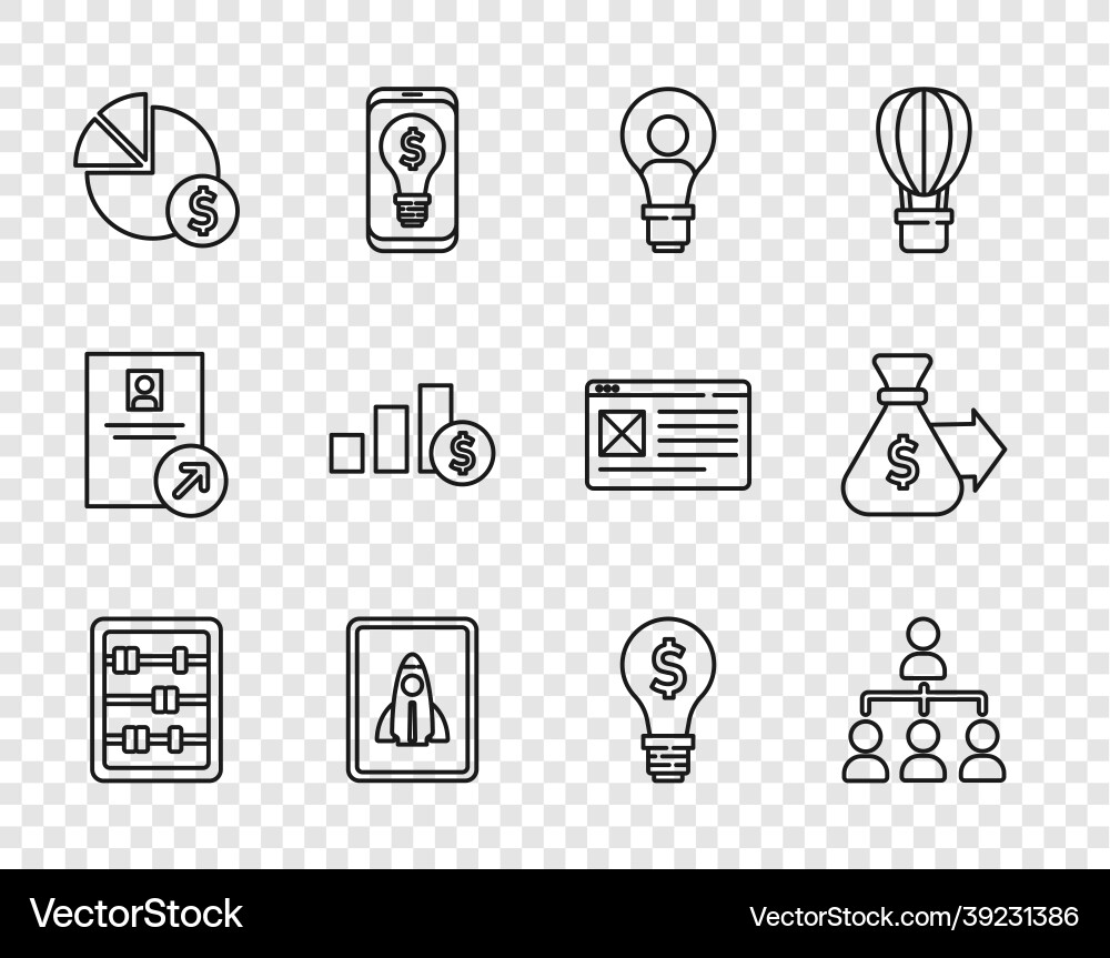 Set line abacus hierarchy organogram chart head Set line abacus hierarchy organogram chart head vector image