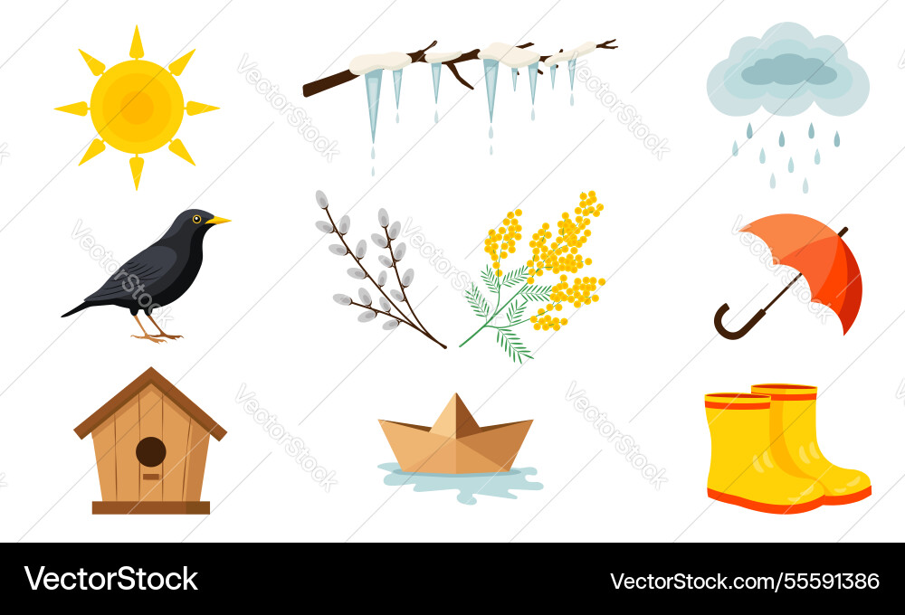 Spring Elements Collection Vector Image