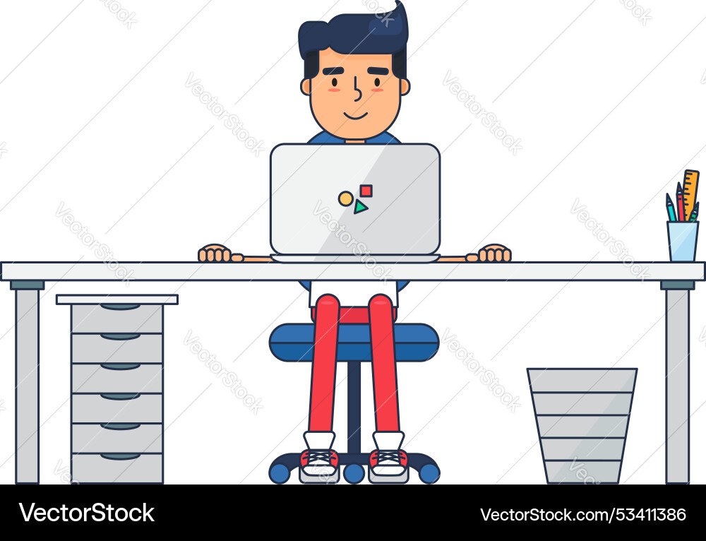 Student Programmierer löst Testaufgabe am Computer vektorbild