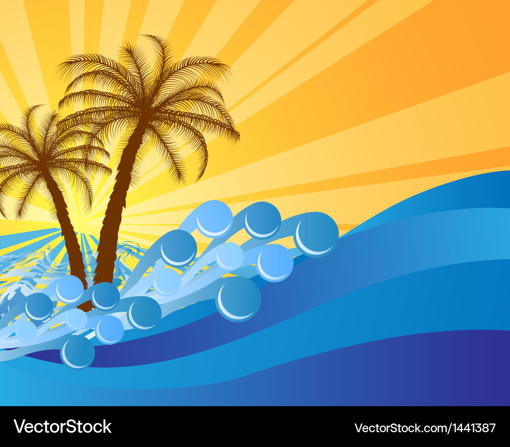 Abstract island text frame with palm trees vector image