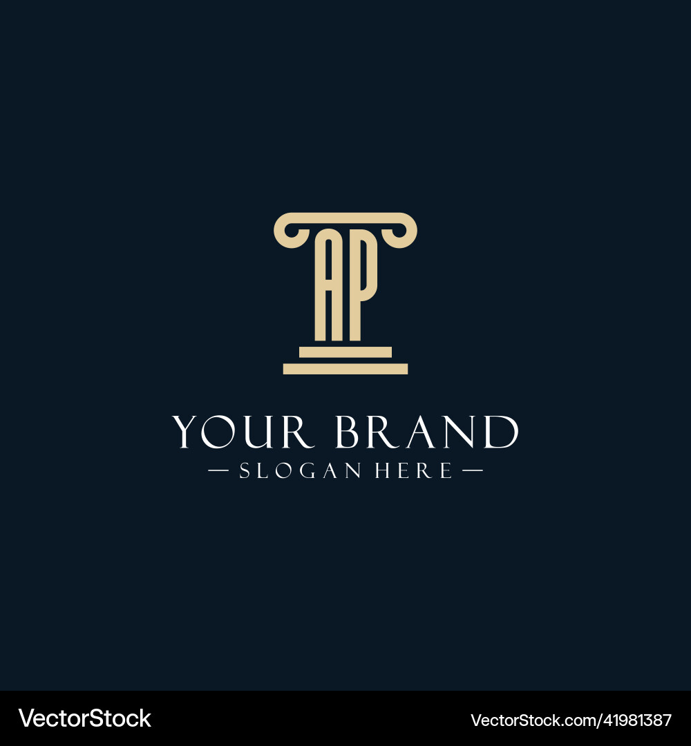 Ap initial monogram logos with pillar shapes style Ap initial monogram logos with pillar shapes style Vector Image