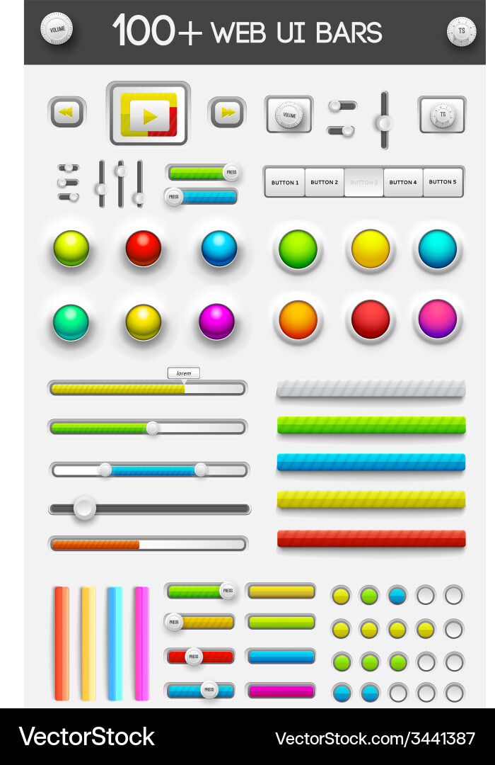 Big collection of web ui elements Vector Image