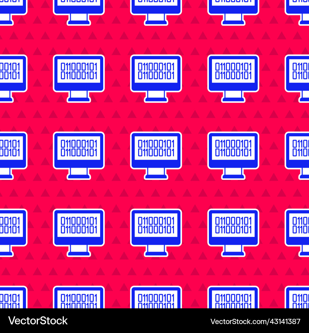 Blue binary code icon isolated seamless pattern Blue binary code icon isolated seamless pattern vector image