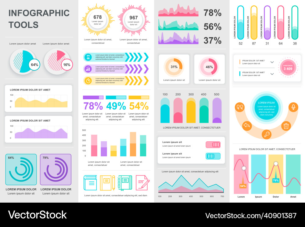 Bundle infographic ui ux kit elements Royalty Free Vector