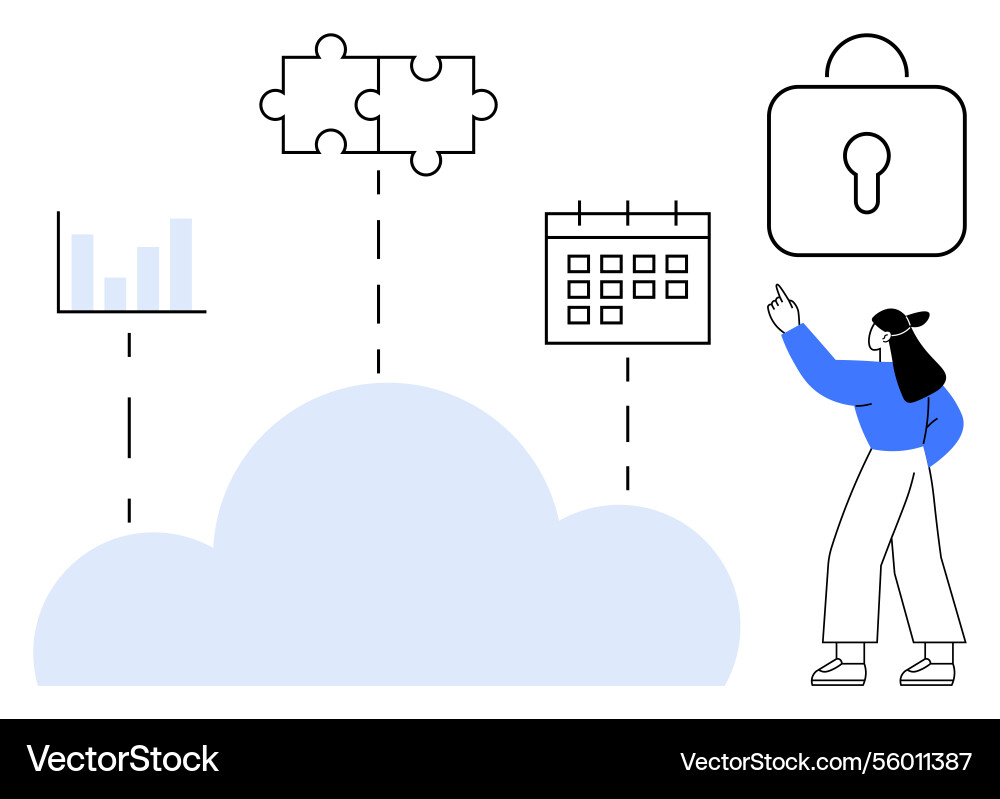 Cloud computing integration highlighting privacy Cloud computing integration highlighting privacy vector image