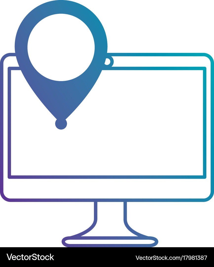 Computer with pointer location isolated icon vector image