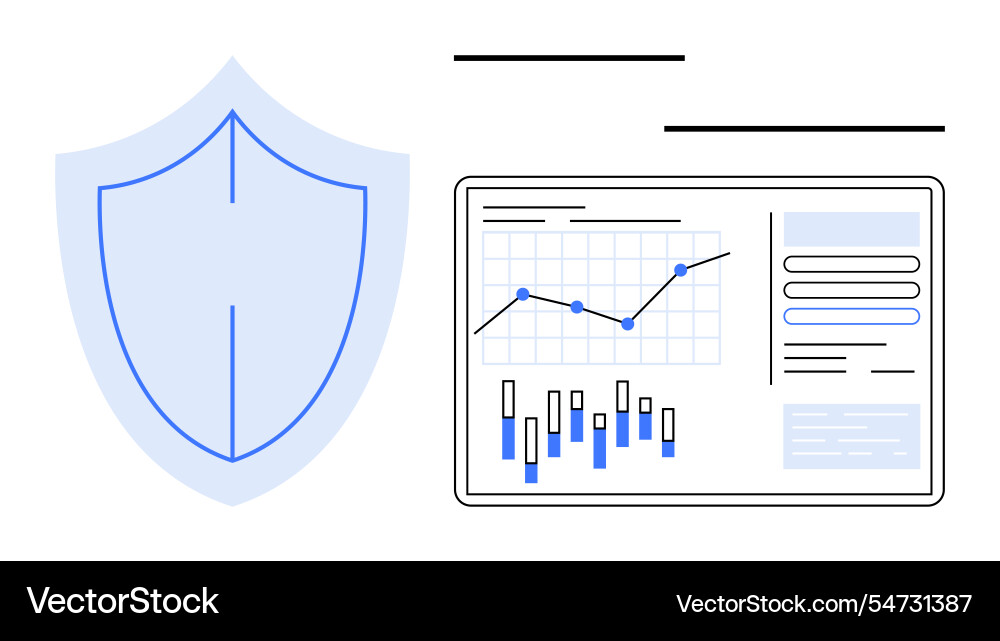 Digital security with data analytics shield Digital security with data analytics shield Vector Image
