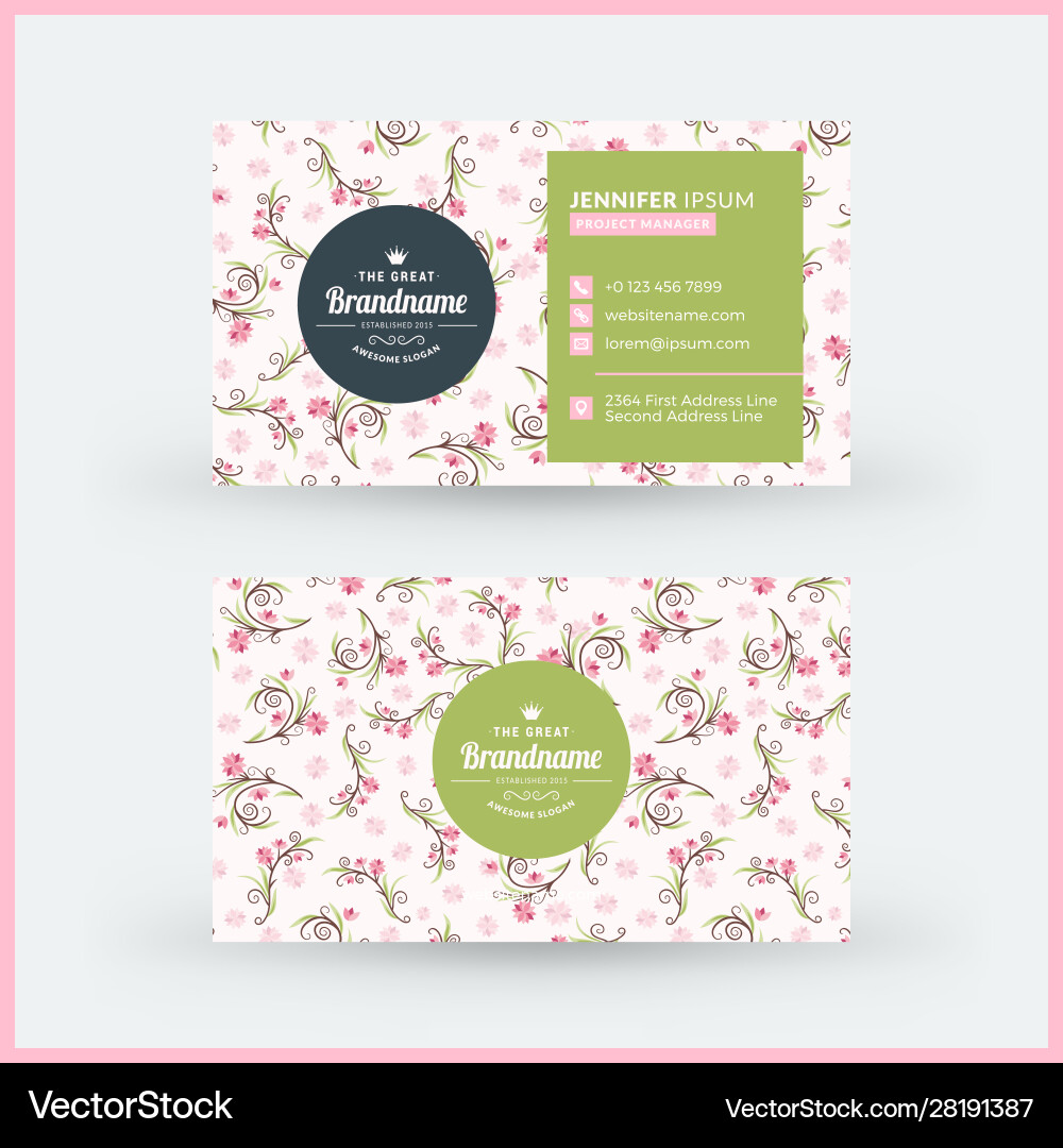 Double-sided horizontal modern business card Double-sided horizontal modern business card vector image