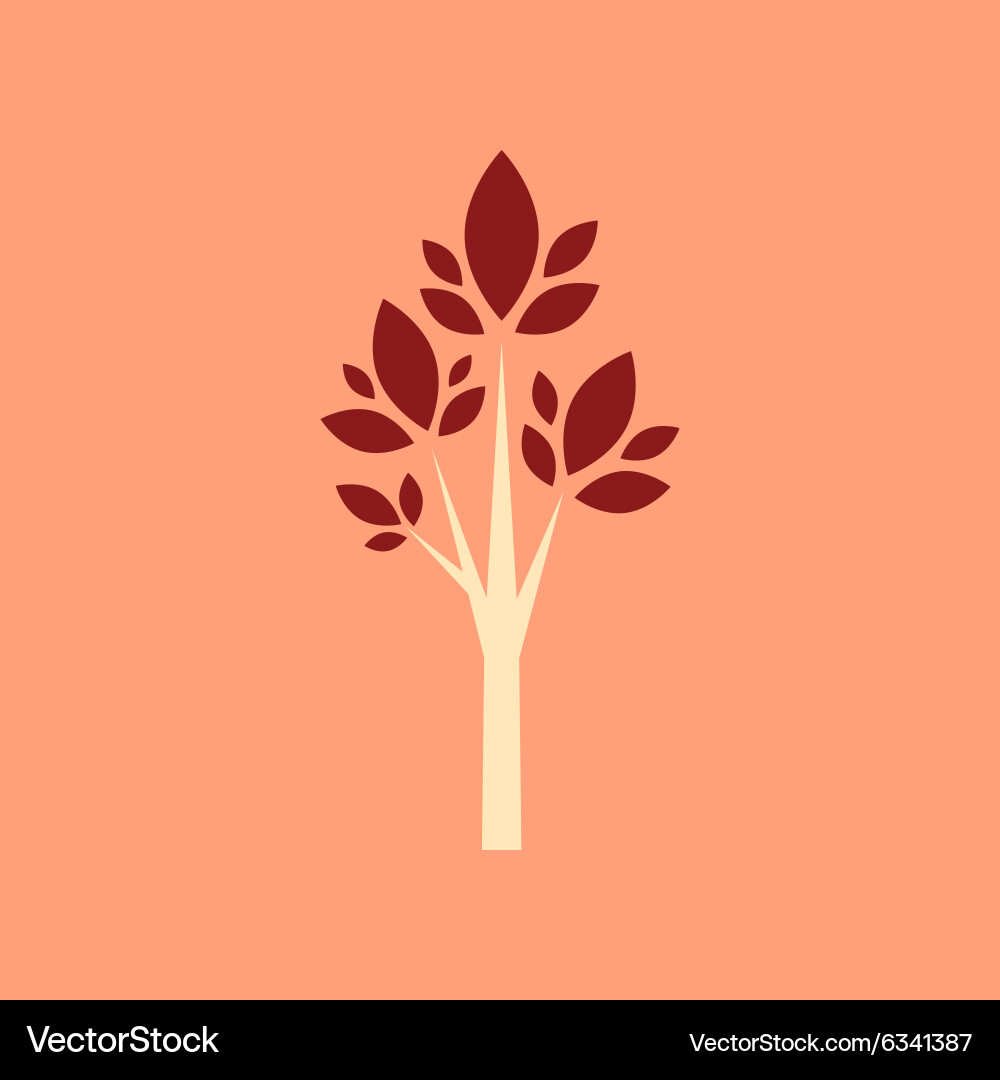 Flat with shadow icon and mobile application tree vector image