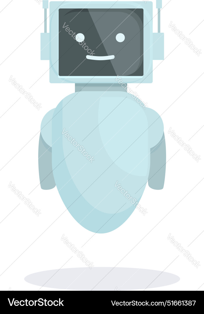 Friendly robot smiling and floating with antennae Friendly robot smiling and floating with antennae vector image