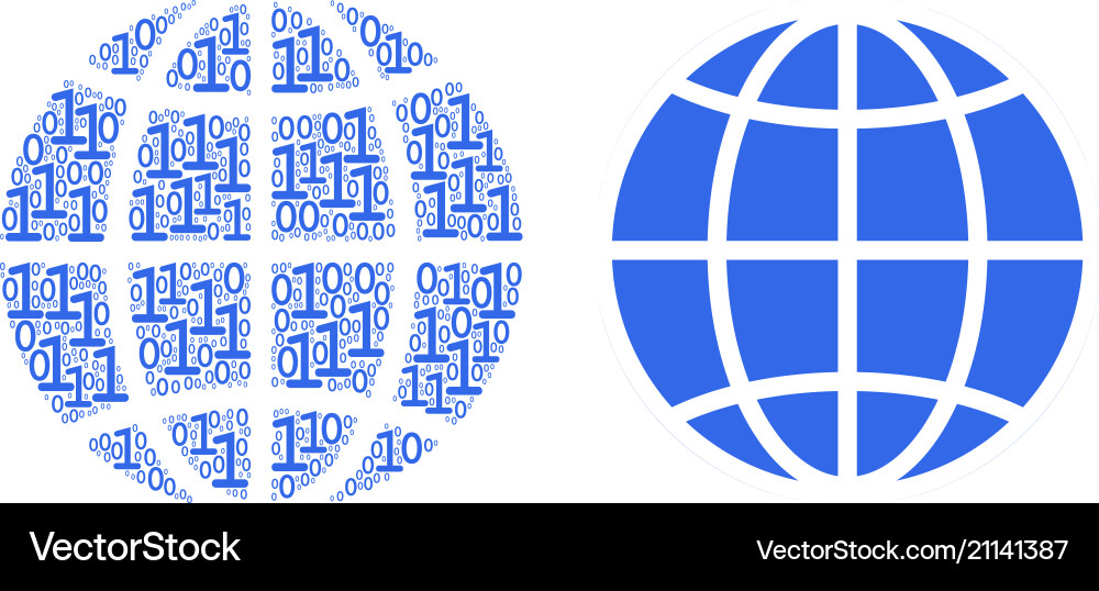 Globe-Zusammensetzung binärer Ziffern Globe-Zusammensetzung binärer Ziffern Vektorbild