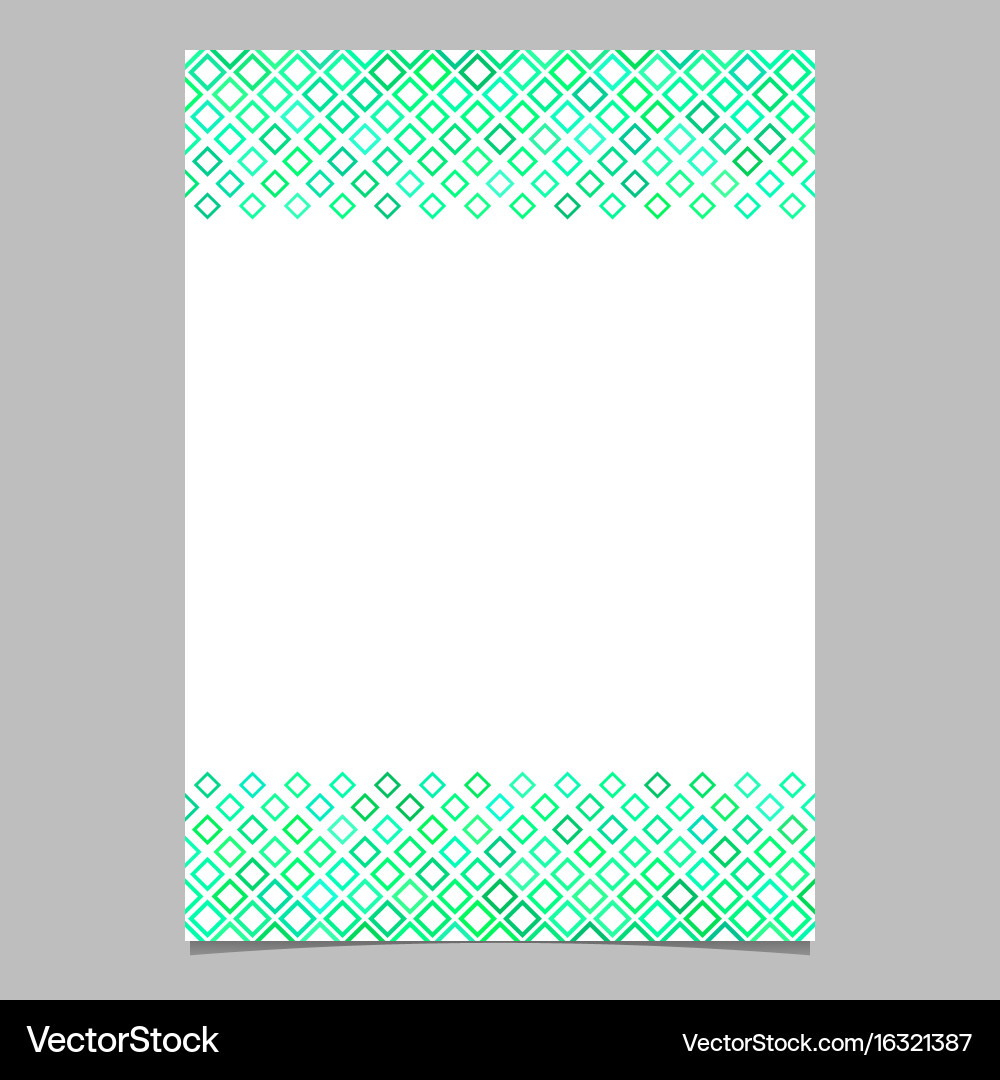Green diagonal square pattern page template vector image