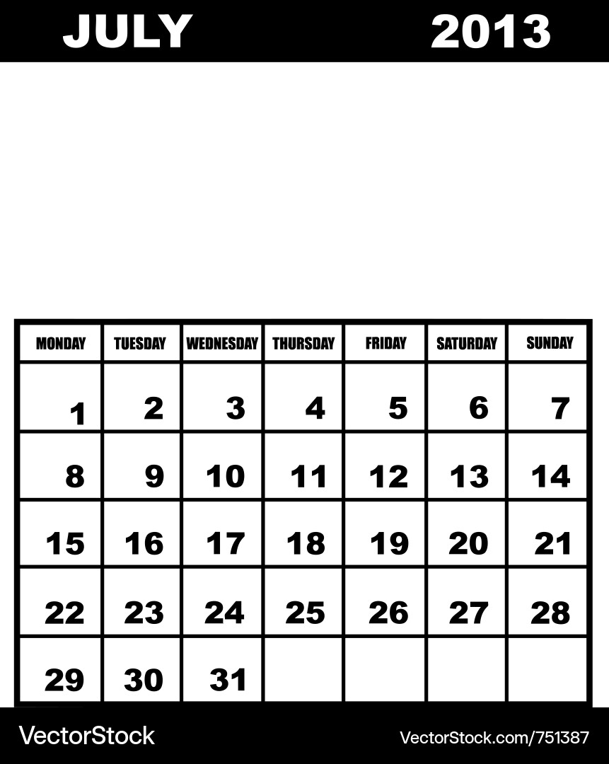 July calendar 2013 Vector Image