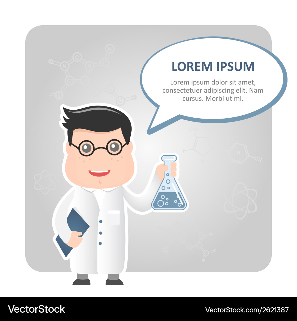 Man chemist and a text bubble vector image