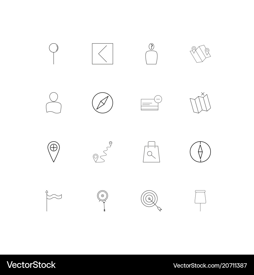 Maps and navigation simple linear icons set vector image