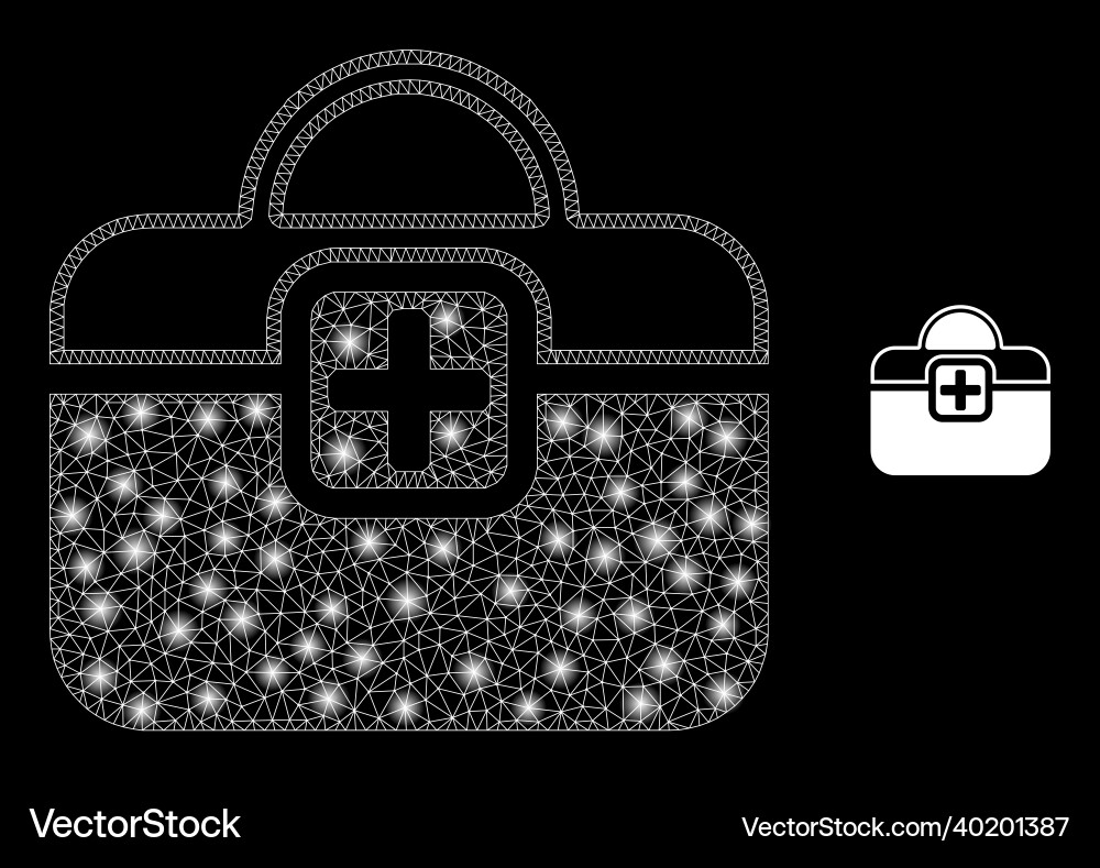 Mesh net first-aid case with light vector image