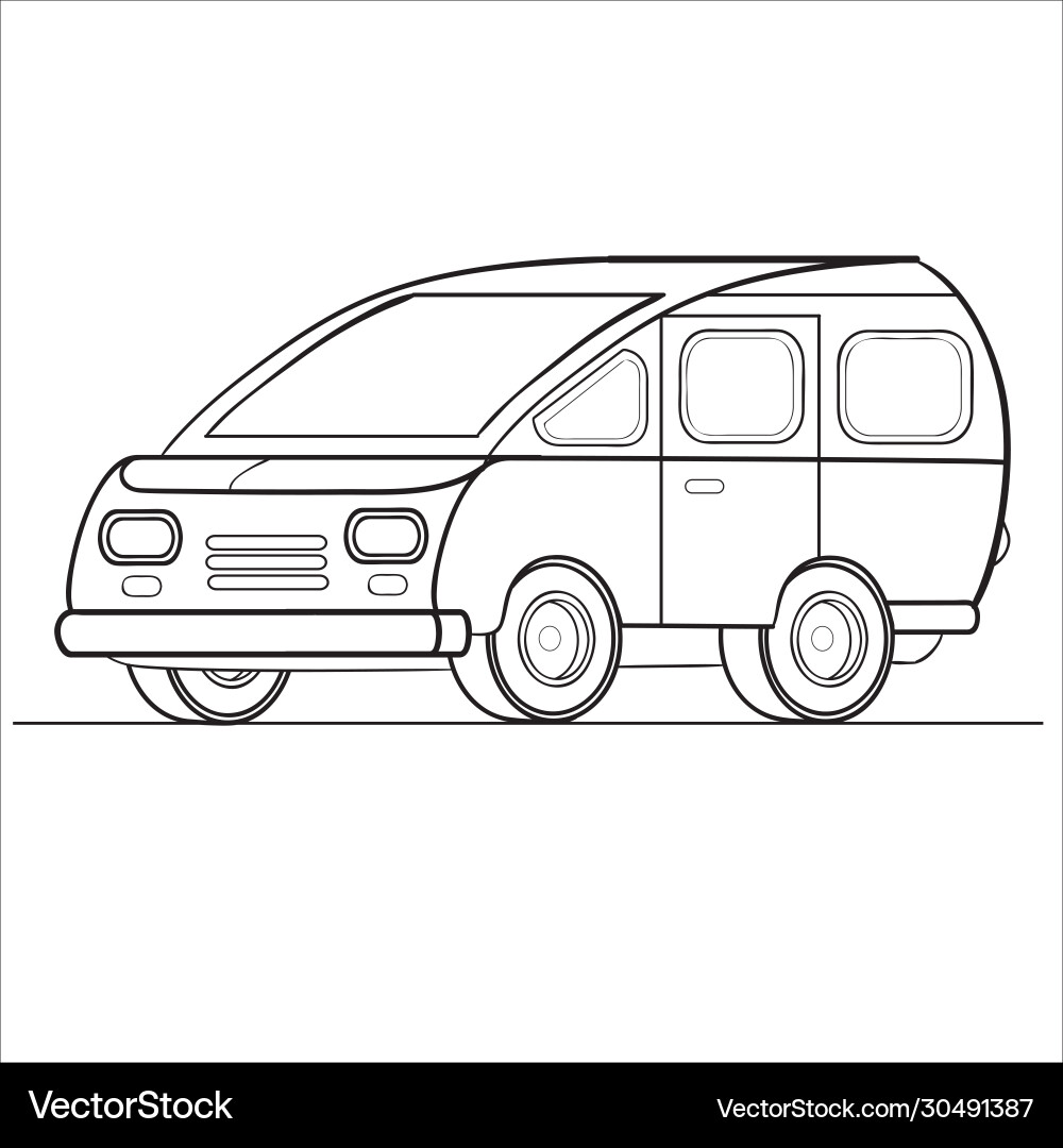 Minivan outline coloring isolated object Minivan outline coloring isolated object vector image