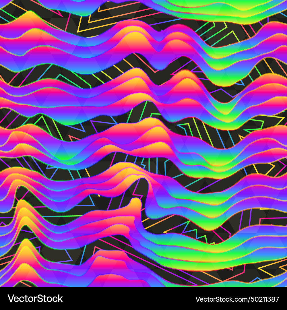 Neon Gradient Wave Pattern Vector Image