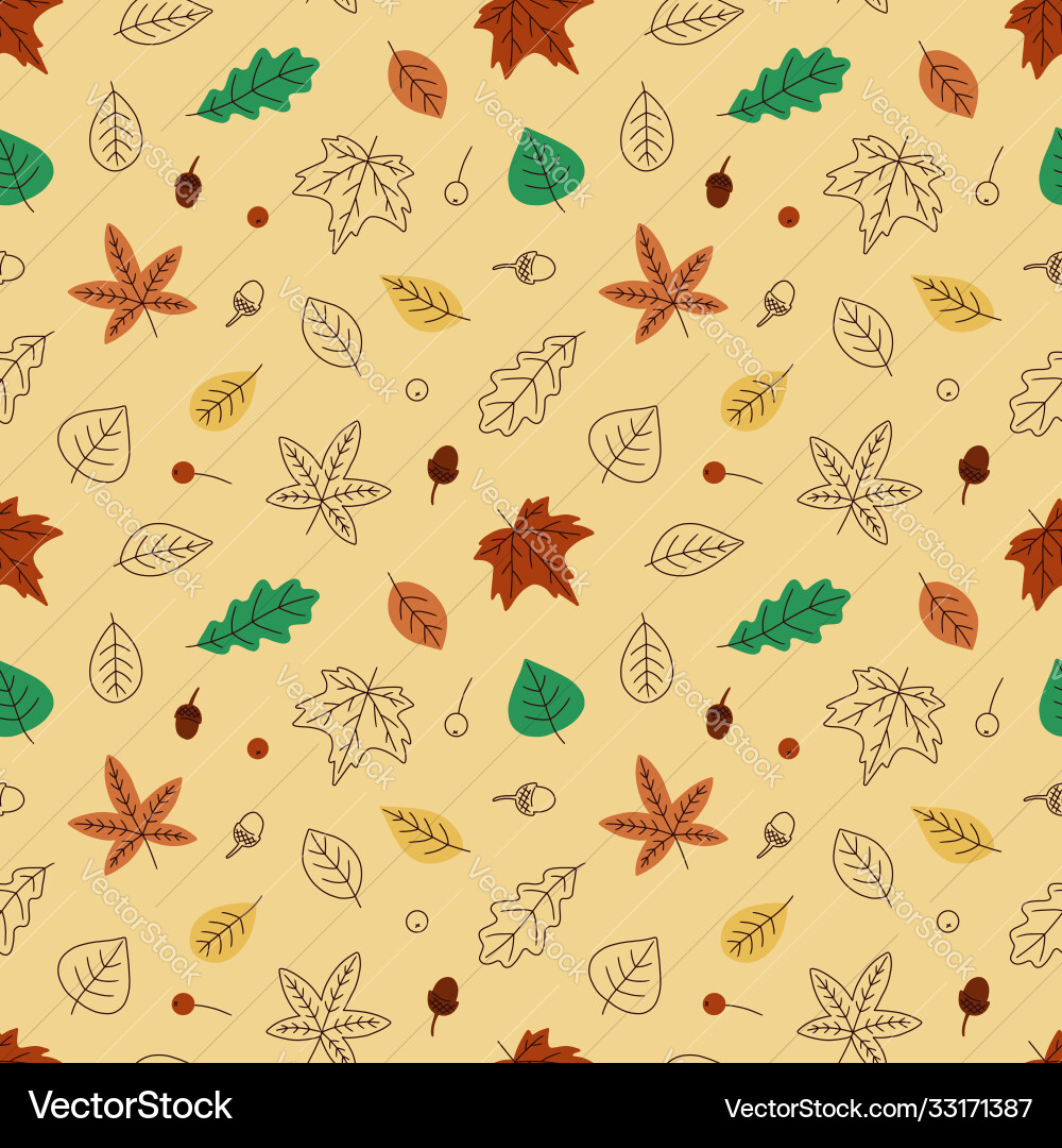 Seamless pattern with autumn leaves endless print Seamless pattern with autumn leaves endless print vector image