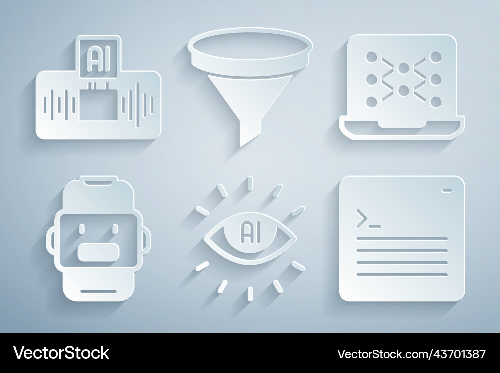 Set artificial intelligence ai neural network Set artificial intelligence ai neural network Vector Image