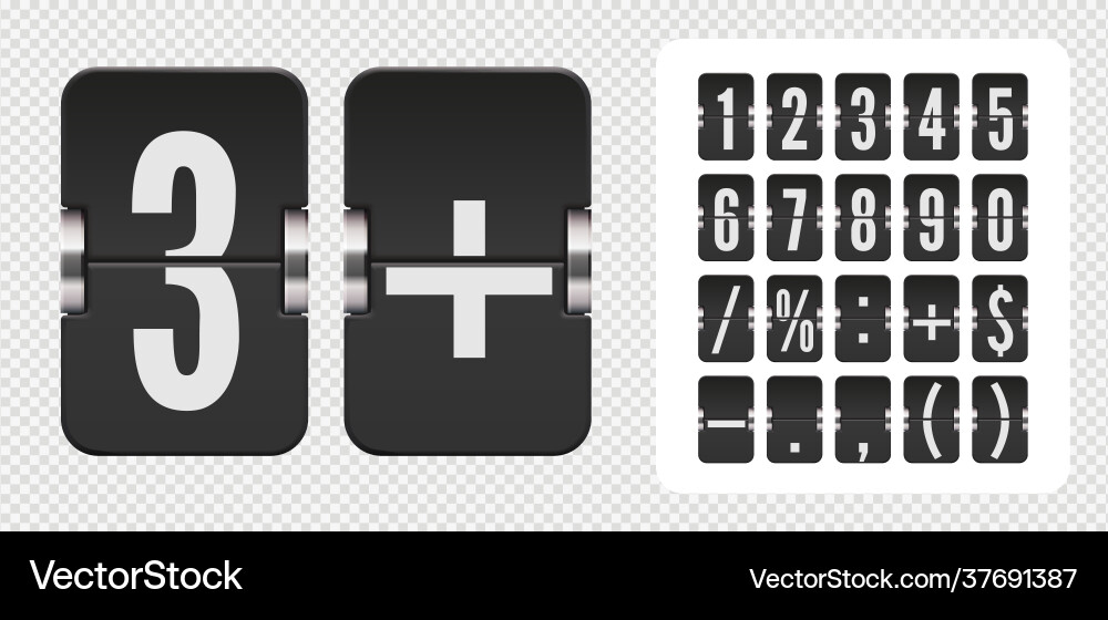 Set flip scoreboard numbers and symbols Set flip scoreboard numbers and symbols vector image