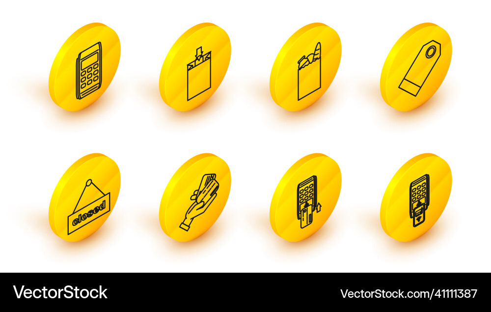 Set line pos terminal with printed receipt vector image
