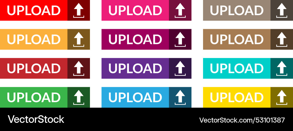 Set of different color gradient upload button art vector image