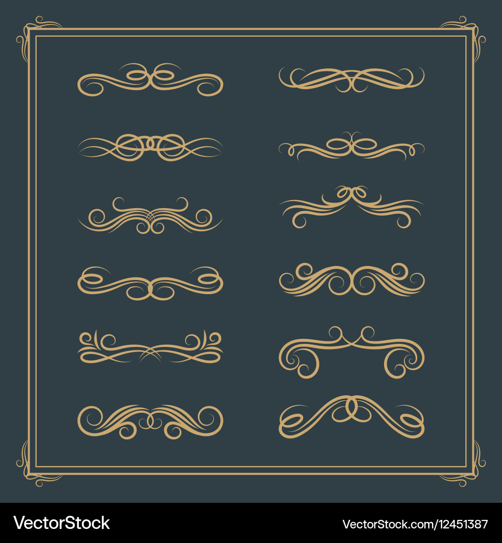 Vintage retro calligraphic design elements scroll vector image