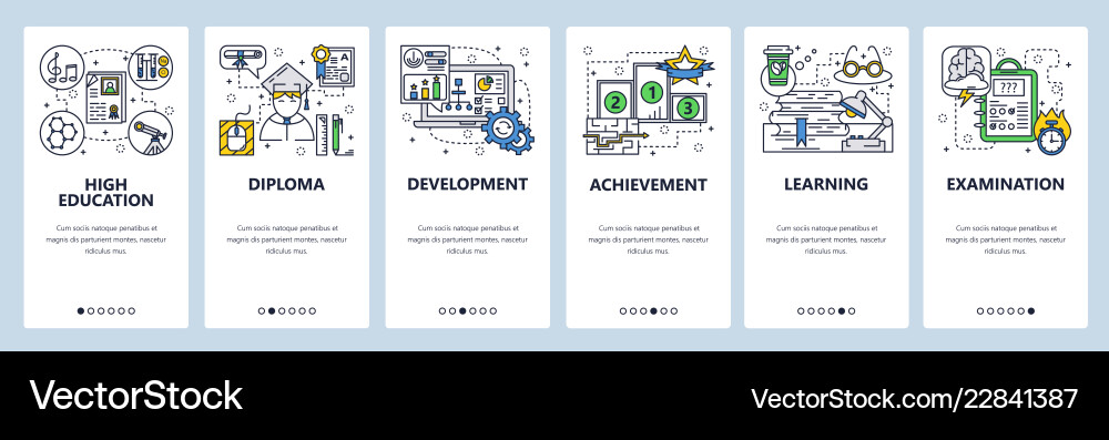 Web site linear art onboarding screens Vector Image