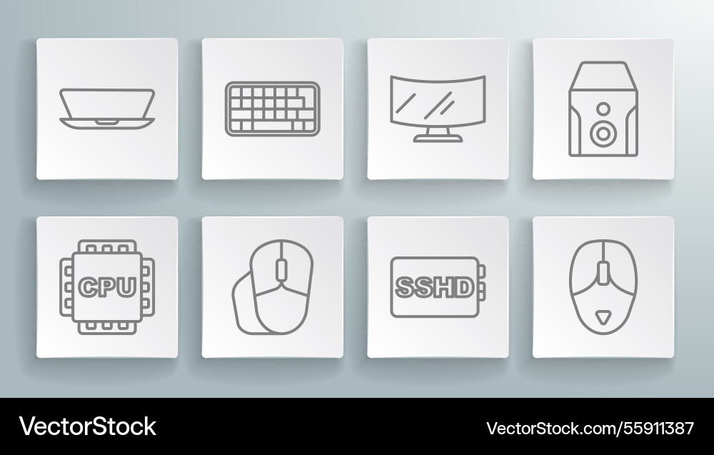 Zeilenprozessor mit cpu-Tastatur-Computer einstellen Zeilenprozessor mit cpu-Tastatur-Computer einstellen vektorbild