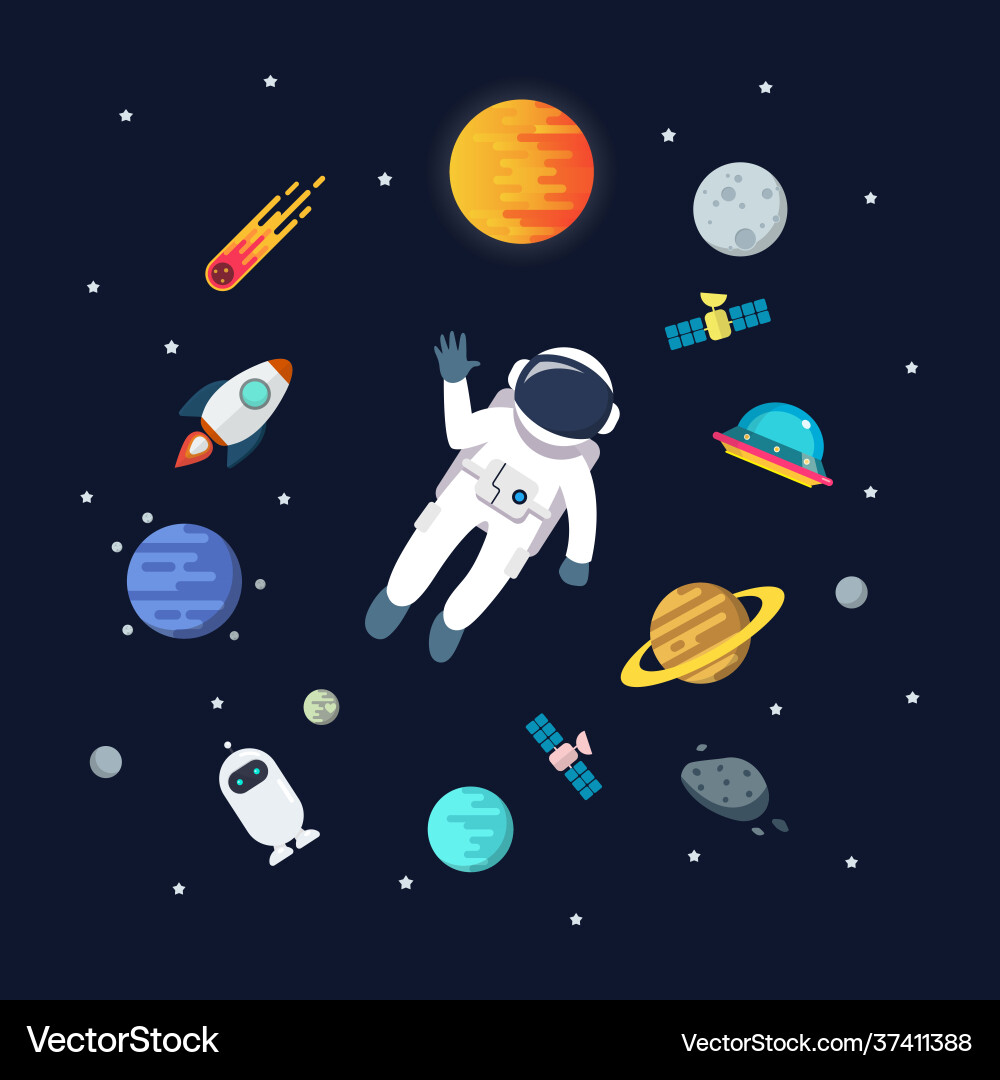 Astronaut Floating in Space vector image