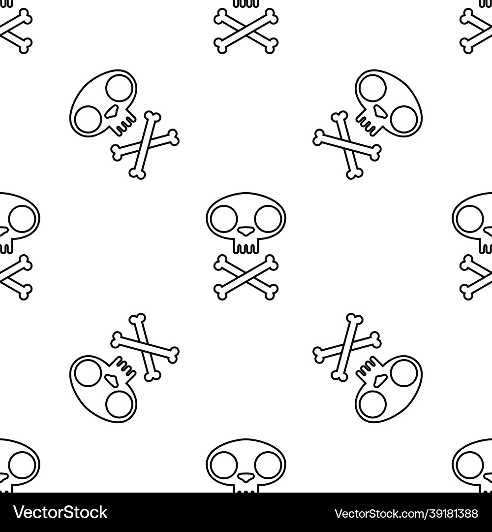 Cat skull symbol with bones seamless pattern Cat skull symbol with bones seamless pattern vector image