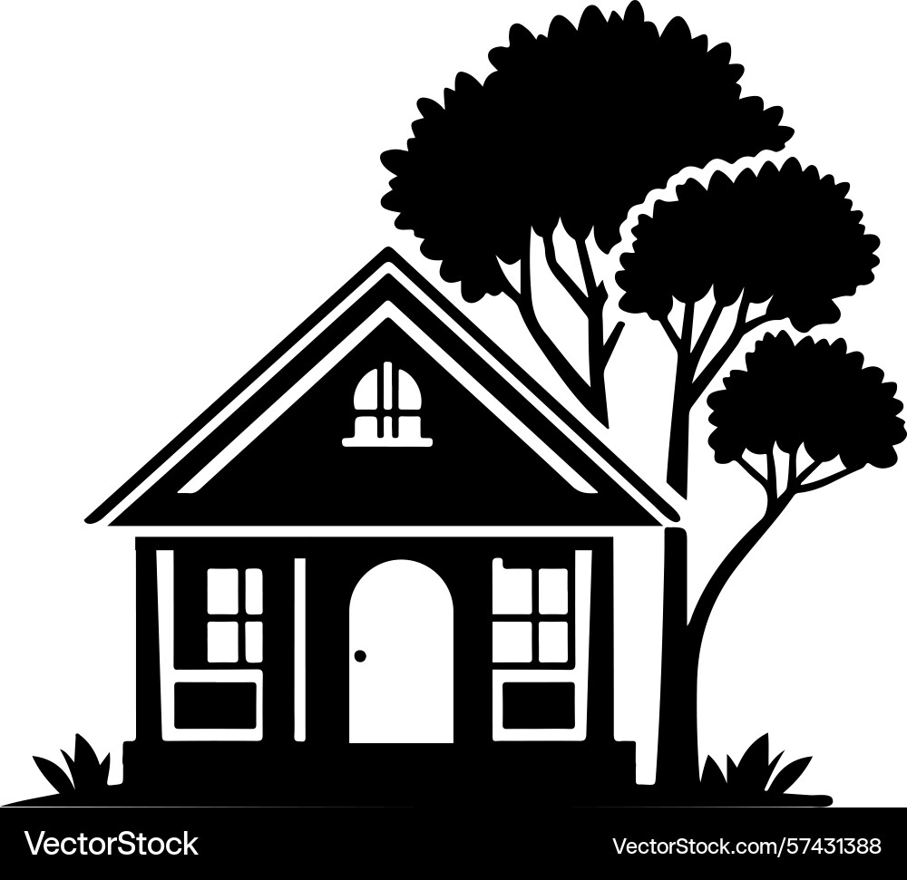 Charming house design with trees in a clean Vector Image