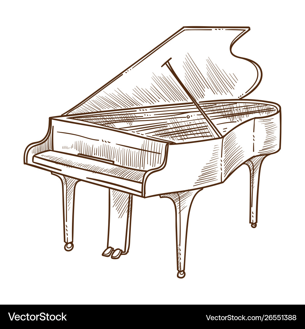 Classic Piano Sketch - Musical Instrument Vector Image