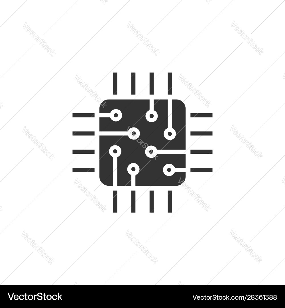 Computer cpu icon in flat style circuit board Computer cpu icon in flat style circuit board vector image