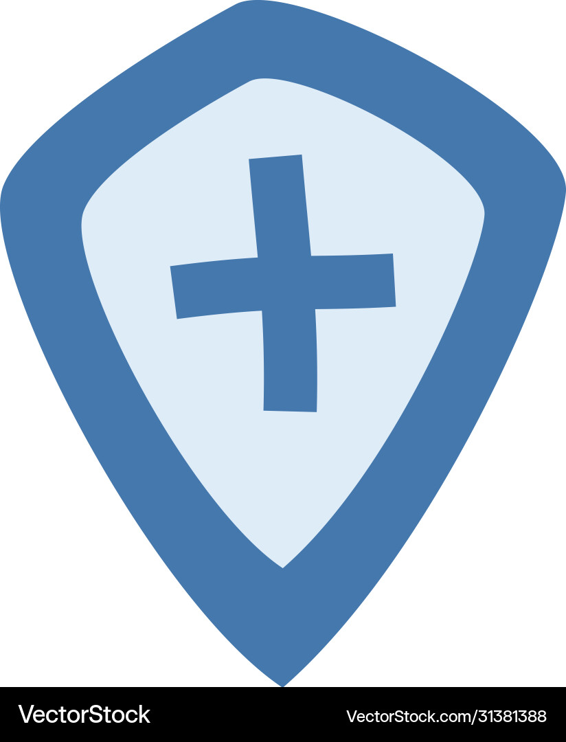 Cross inside shield flat style icon design Vector Image