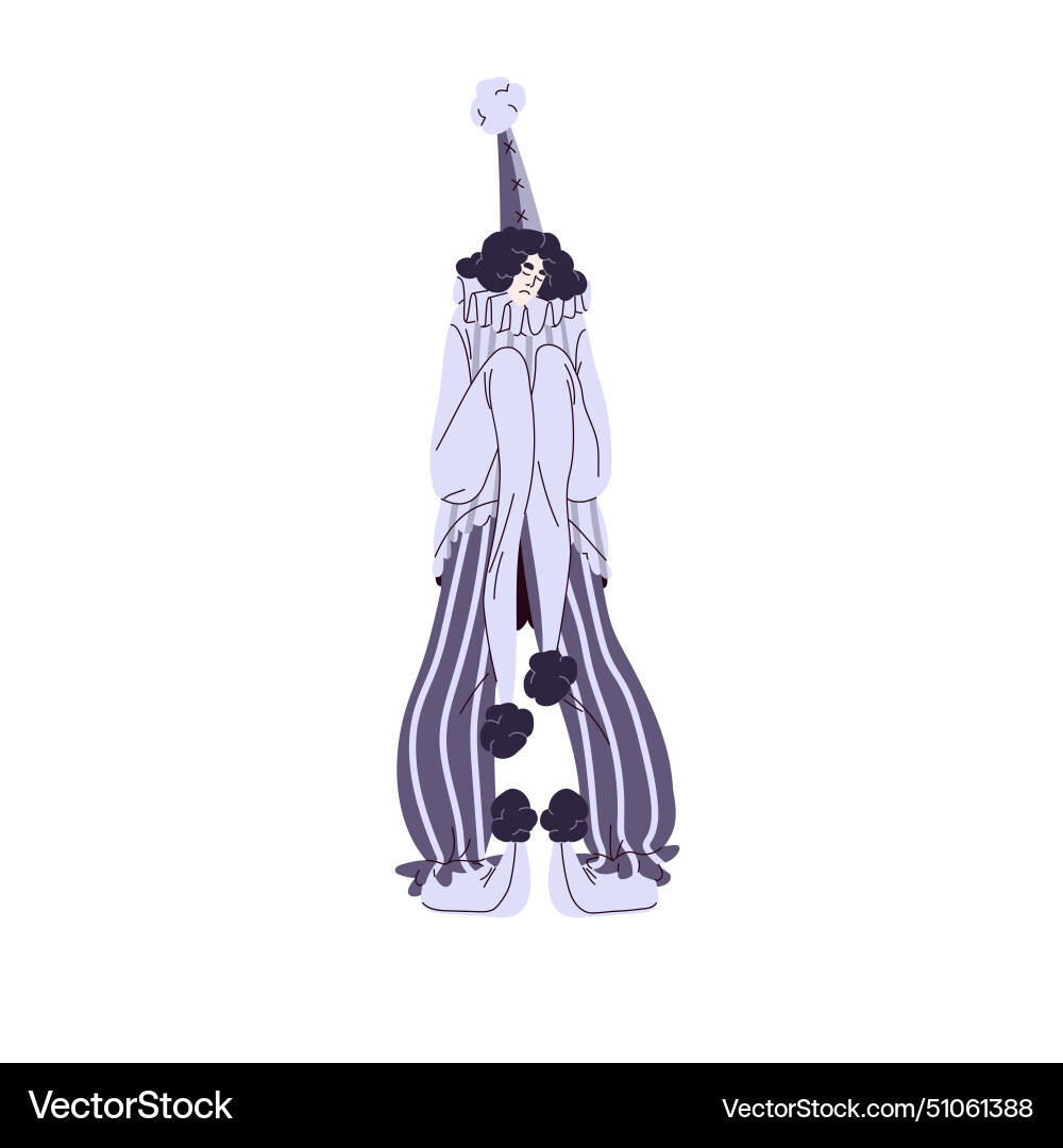 Drama actor in stage costume with gloomy face Drama actor in stage costume with gloomy face vector image