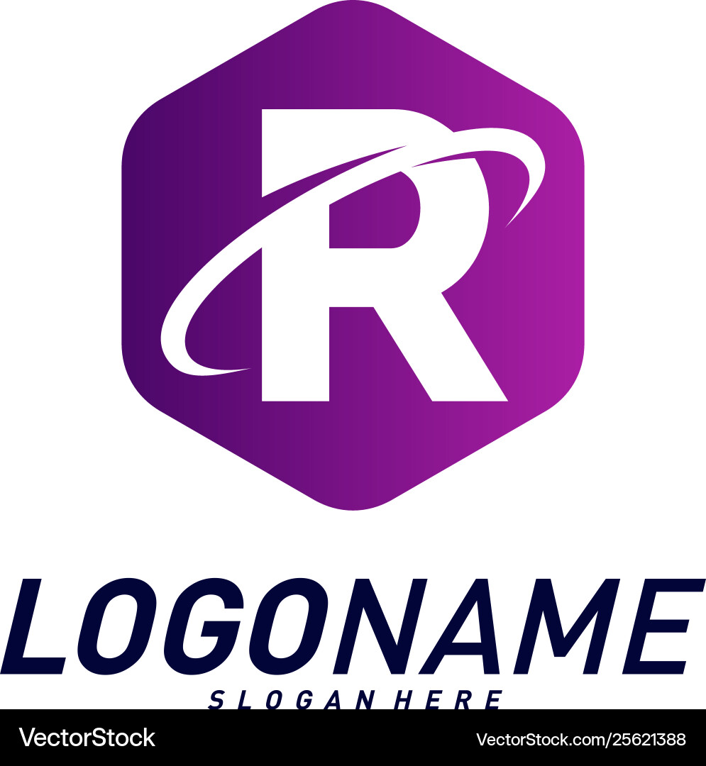 Font with planet logo design concepts letter r Vector Image