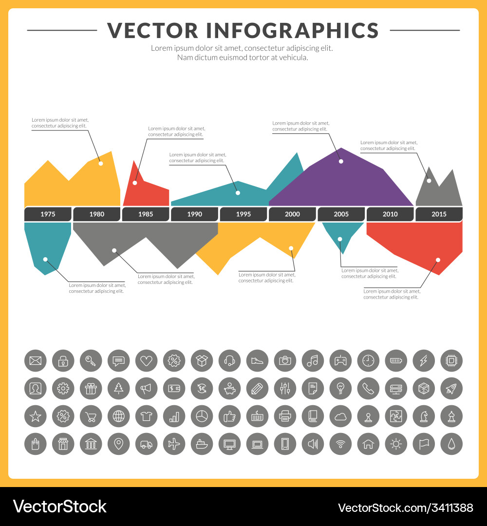 Infographics and design elements with icon set vector image