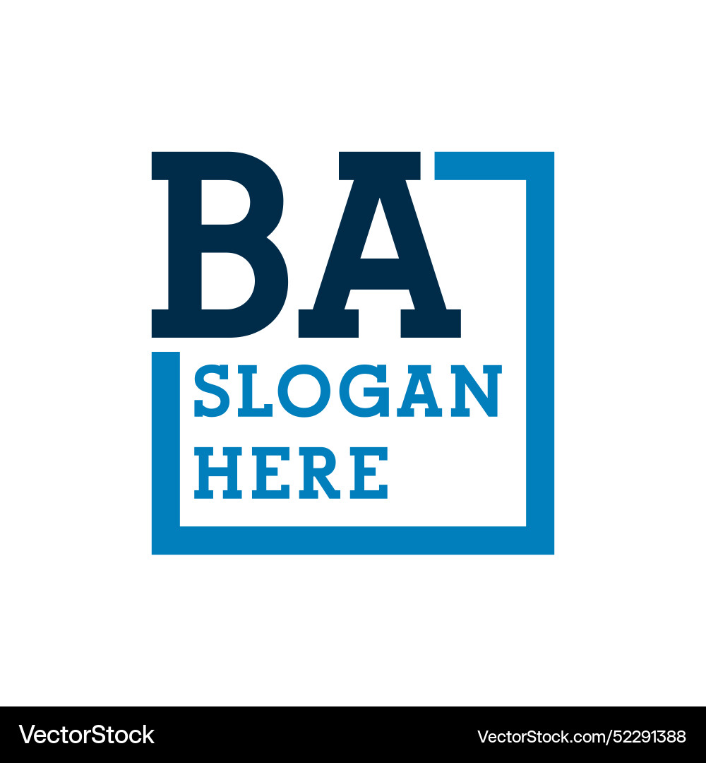Minimale Initialen Logo Buchstaben b und ein ba Initial Vektorbild