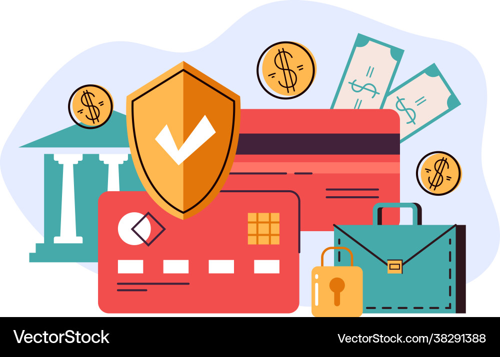 Money banking credit card security protecting Money banking credit card security protecting vector image