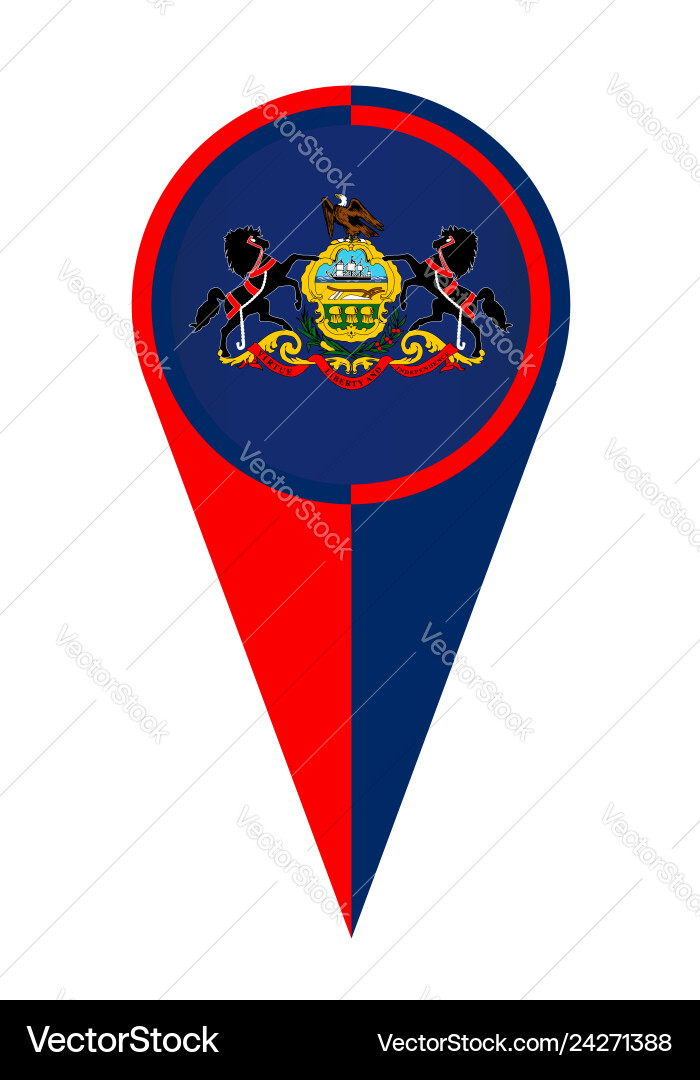 Pennsylvania map pointer location flag Vector Image