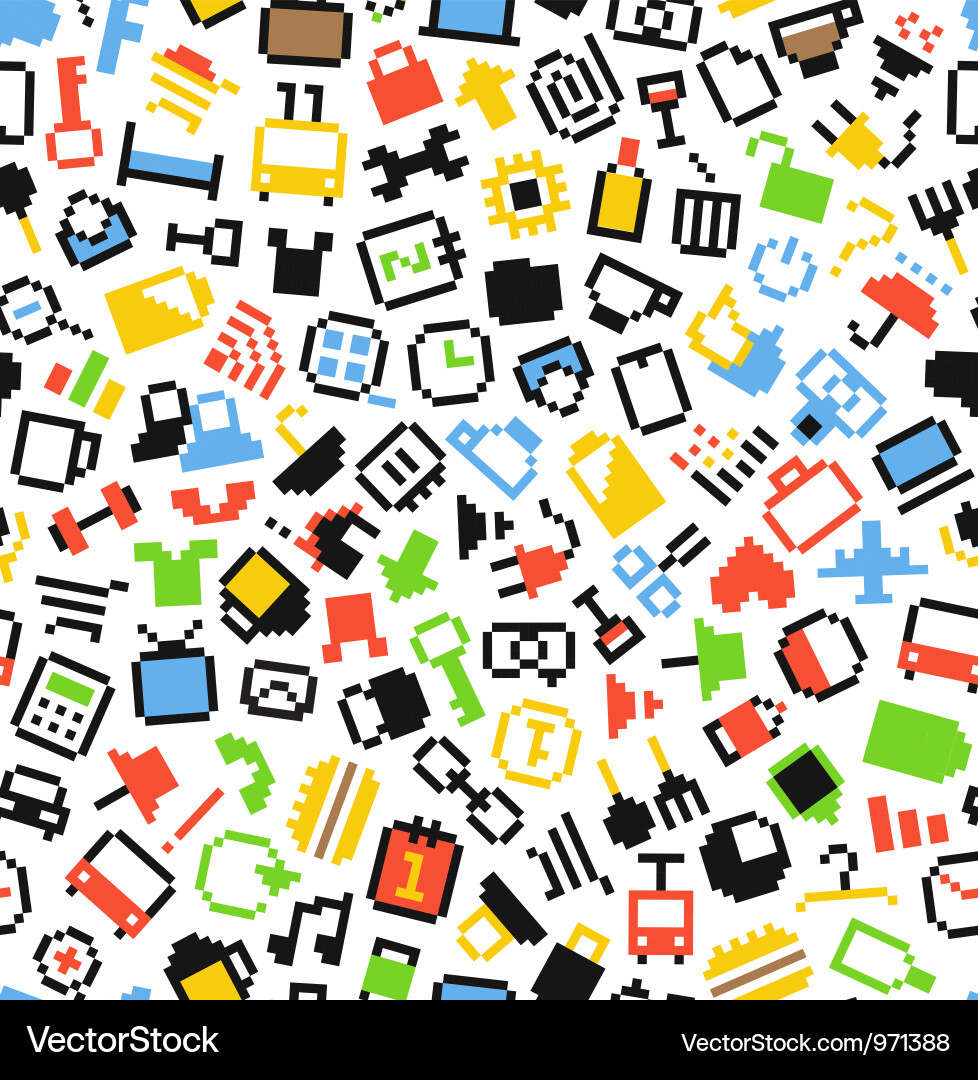 Pixel Icon Seamless Background Vector Image