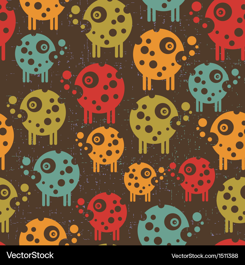 Robots seamless background in retro style Vector Image