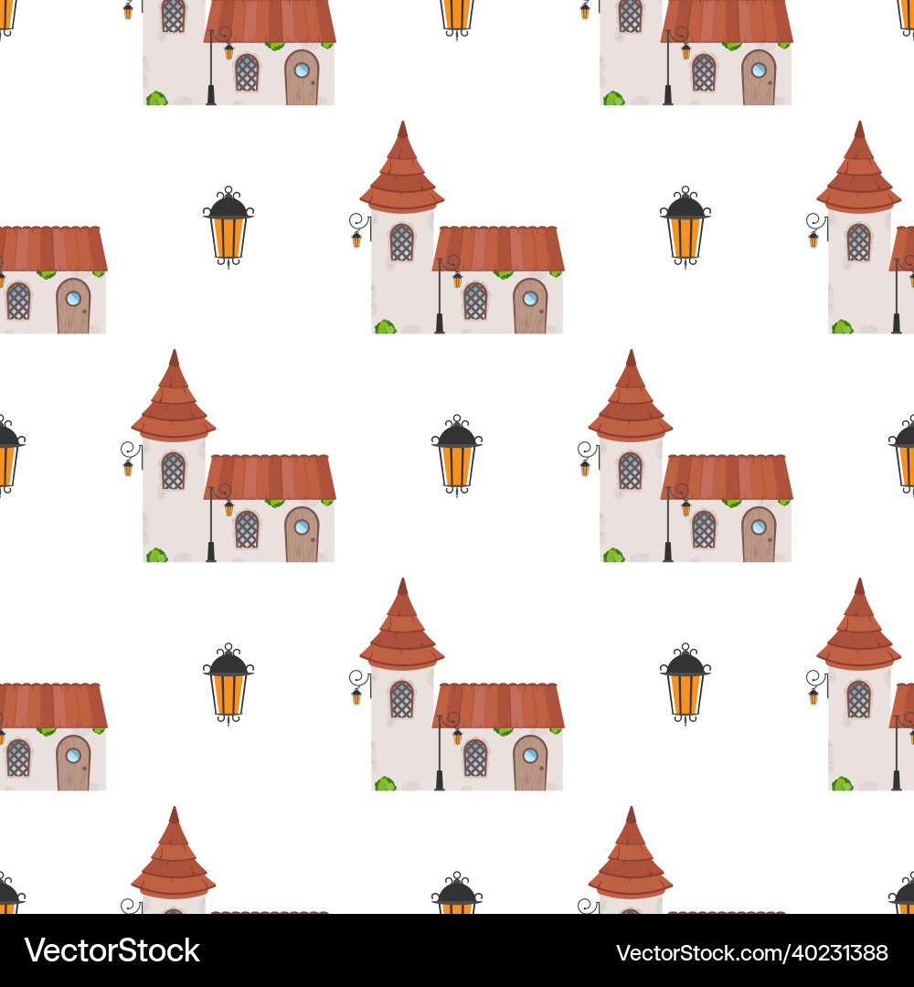 Seamless pattern with castle tower endless Seamless pattern with castle tower endless vector image