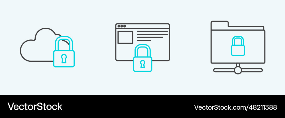 Set line ftp folder and lock cloud computing Set line ftp folder and lock cloud computing vector image