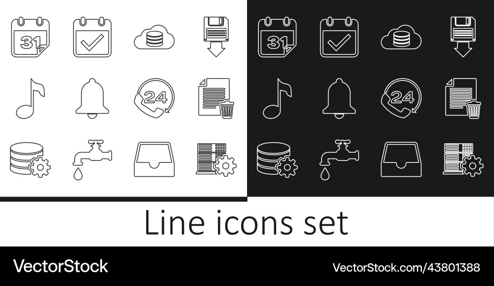 Set line server setting delete file document Set line server setting delete file document Vector Image