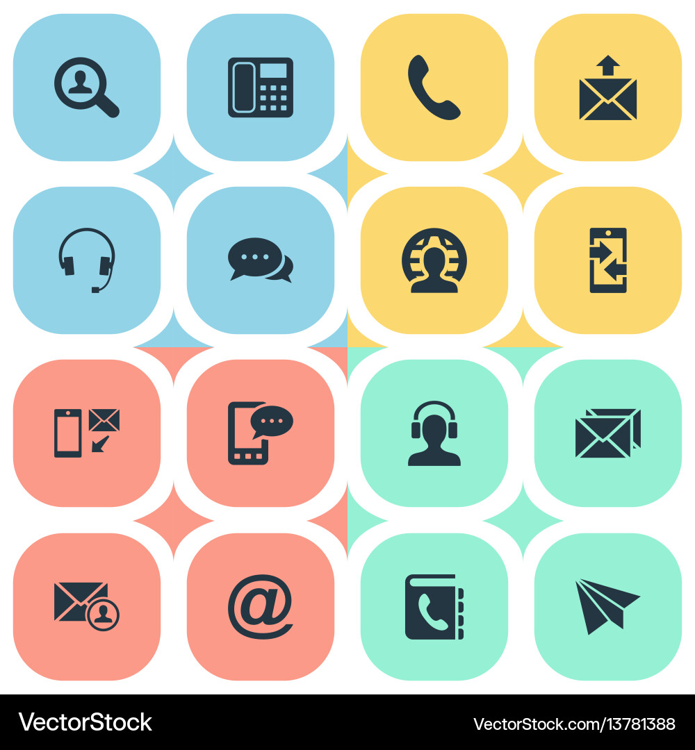 Set of simple contact icons vector image
